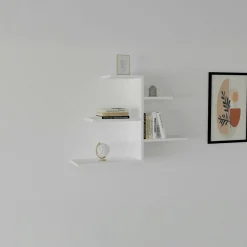 MARFA Meubles De Salon·Etagères Murales|Meubles De Rangement·Etagères Murales|Étagère murale blanche avec retour (lot de 2)