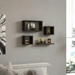 MARFA Meubles De Salon·Etagères Murales|Meubles De Rangement·Etagères Murales|Étagère murale blanche avec retour (lot de 2)