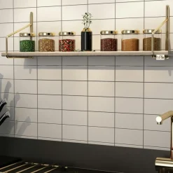 AVIALA Meubles De Salon·Etagères Murales|Meubles De Rangement·Etagères Murales|Étagère murale cuisine 3 niveaux - supports dorés