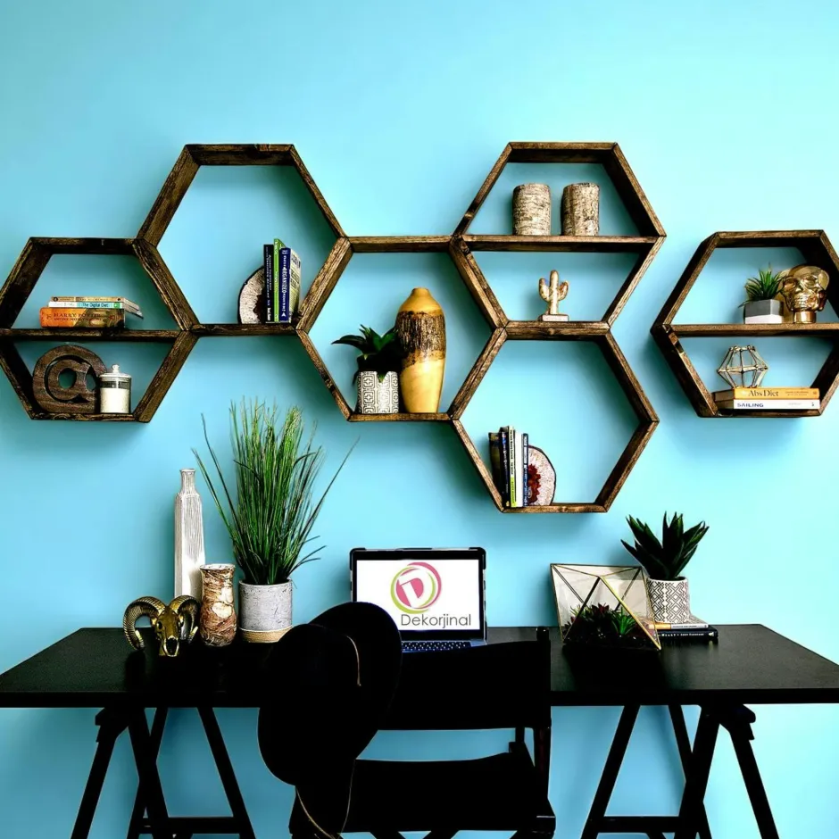 AVIALA Meubles De Salon·Etagères Murales|Meubles De Rangement·Etagères Murales|Étagère murale décorative - forme hexagonale, lot de 6