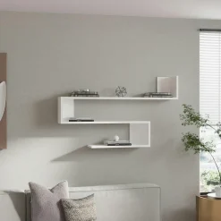 MARFA Meubles De Salon·Etagères Murales|Meubles De Rangement·Etagères Murales|Étagère murale design blanche silhouette zigzag