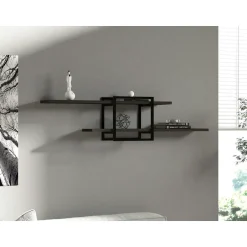 JENA Meubles De Salon·Etagères Murales|Meubles De Rangement·Etagères Murales|Étagère murale design effet pin - 1 cube, 2 plateaux