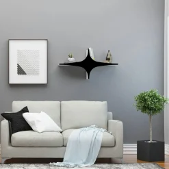 MARFA Meubles De Salon·Etagères Murales|Meubles De Rangement·Etagères Murales|Étagère murale design noir & blanc - étoile stylisée