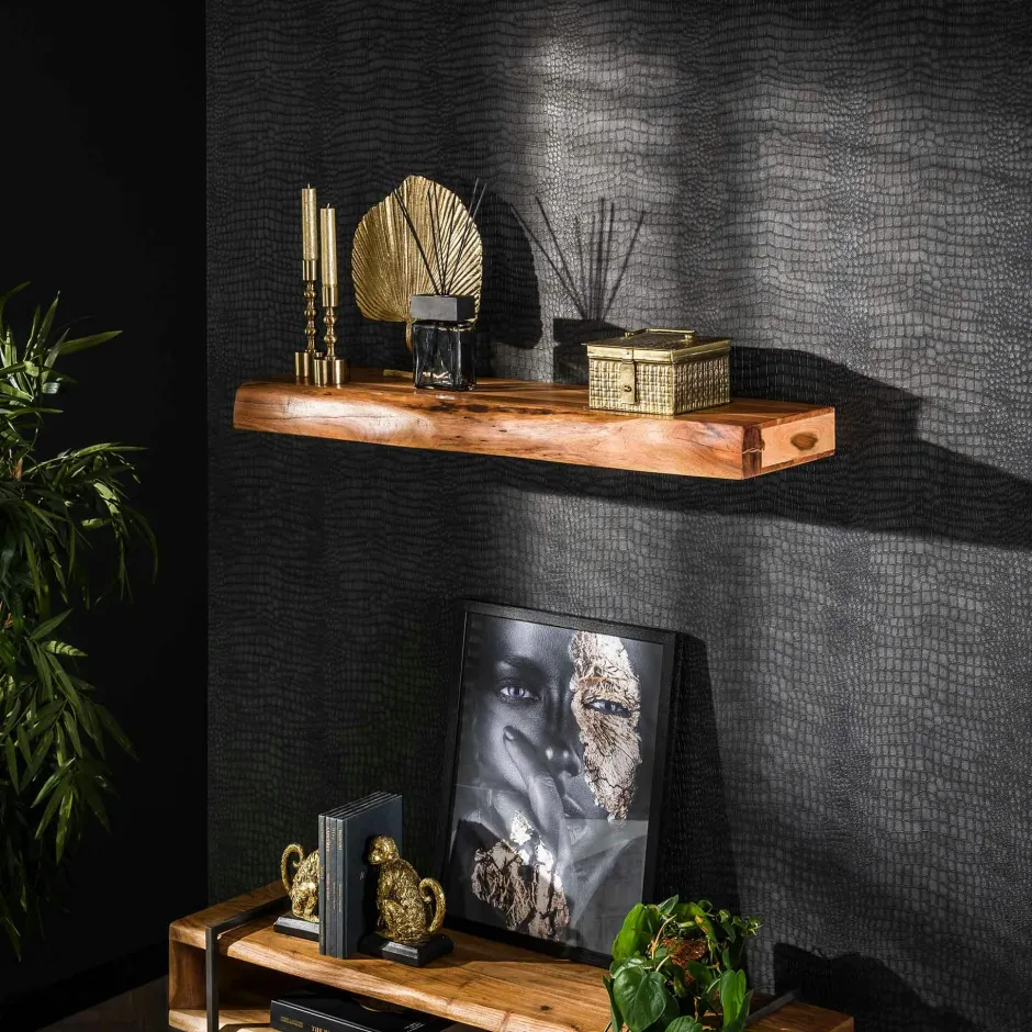 MARFA Meubles De Salon·Etagères Murales|Meubles De Rangement·Etagères Murales|Étagère murale effet bois clair avec retour (lot de 2)