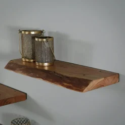 LHASA Meubles De Salon·Etagères Murales|Meubles De Rangement·Etagères Murales|Étagère murale en verre - supports bois foncé (lot de 2)