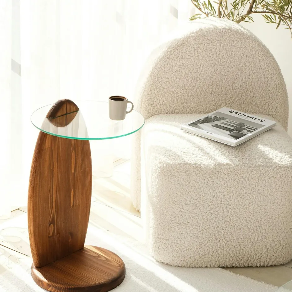 LHASA Meubles De Salon·Etagères Murales|Meubles De Rangement·Etagères Murales|Étagère murale en verre fumé - supports bois foncé