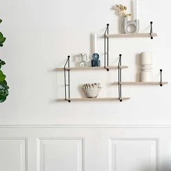 UMEA Bibliothèques En Bois|Bibliothèques En Bois|Étagère murale moderne effet bois clair - 6 niveaux