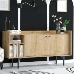 UMEA Bibliothèques En Bois|Bibliothèques En Bois|Étagère murale moderne effet bois clair - 6 niveaux