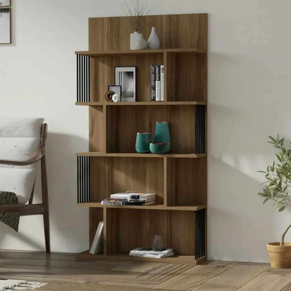 UMEA Bibliothèques En Bois|Bibliothèques En Bois|Étagère murale moderne effet bois clair - 6 niveaux