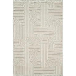 ISTANBUL Tapis|Textile·Tapis|Tapis beige – motif art déco en relief, 120x180 cm