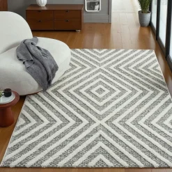 ISTANBUL Tapis|Textile·Tapis|Tapis gris crème – losanges imbriqués, 160x230 cm