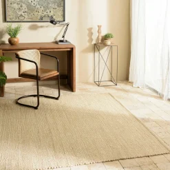 Tapis|Textile·Tapis|Tapis rectangulaire 200 x 290 cm jute et coton couleur sable