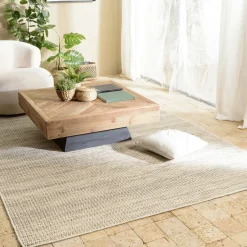 Tapis|Textile·Tapis|Tapis rectangulaire 200 x 290 cm laine tissée kaki chiné