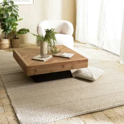 Tapis|Textile·Tapis|Tapis rectangulaire 160 x 230 cm laine bandes tissées lin