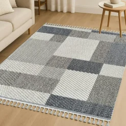 ISTANBUL Tapis|Textile·Tapis|Tapis terracotta – motifs carrés, 120x180 cm