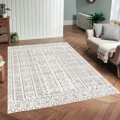 ISTANBUL Tapis|Textile·Tapis|Tapis terracotta – motifs carrés, 120x180 cm