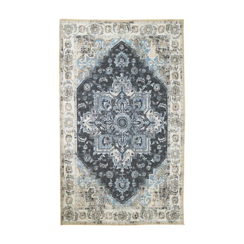 FEZ Tapis|Textile·Tapis|Tapis vintage bleu à motifs traditionnels 160x230 cm