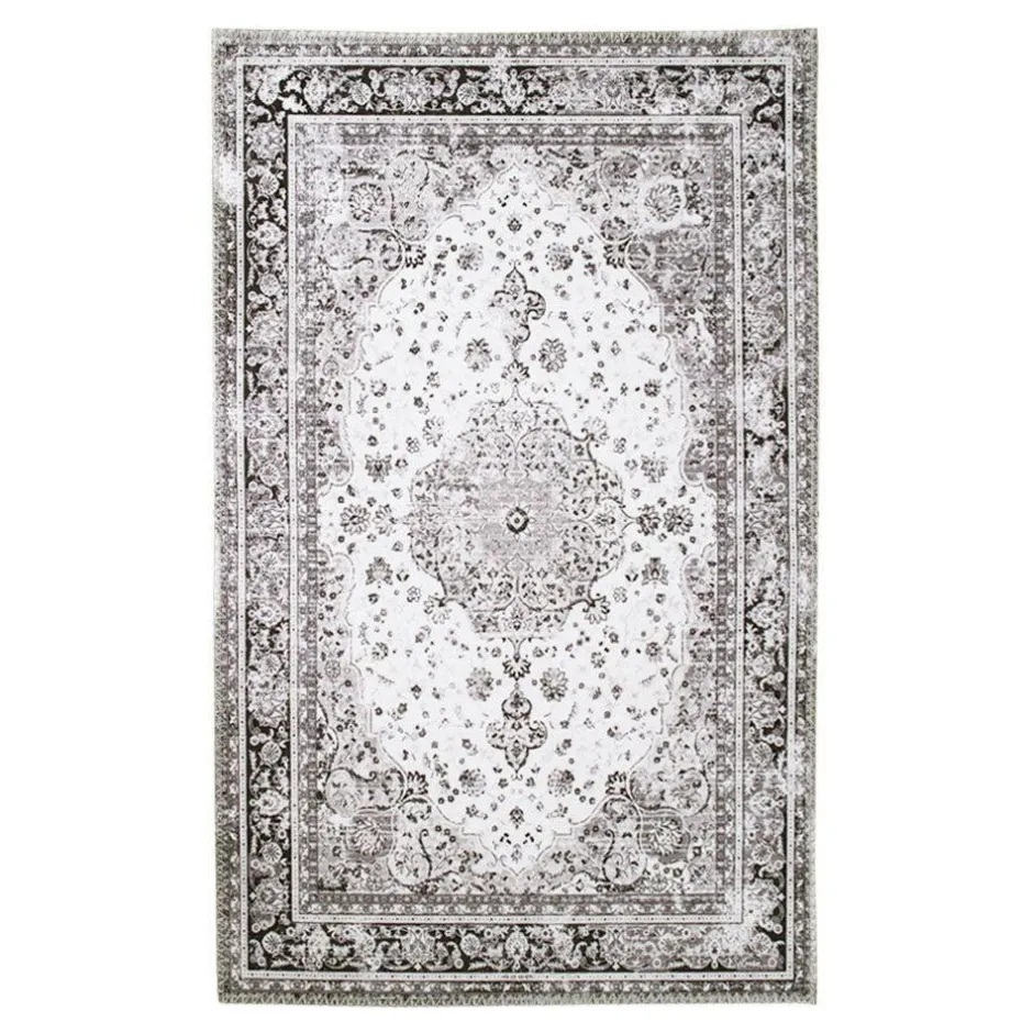 FEZ Tapis|Textile·Tapis|Tapis vintage noir et blanc à motifs traditionnels 160x230 cm
