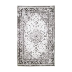FEZ Tapis|Textile·Tapis|Tapis vintage noir et blanc à motifs traditionnels 200x300 cm