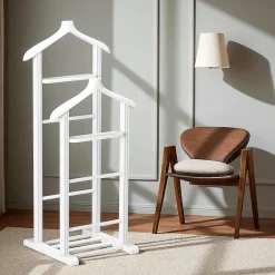 SITIA Meubles De Chambre·Valets De Chambre|Valet de chambre double - bois blanc, vide-poches