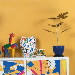 Vases|Vase blanc décor Matisse 20x25 cm