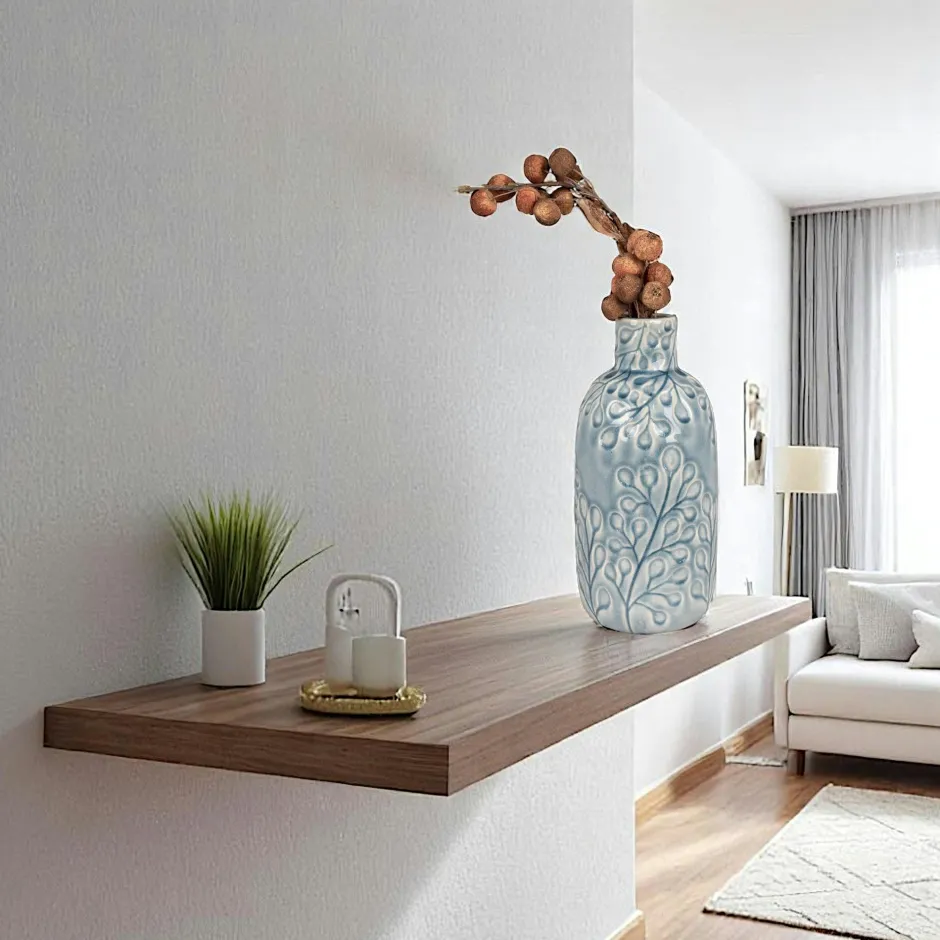 Vases|Vase décoratif bleu avec motif fleurs