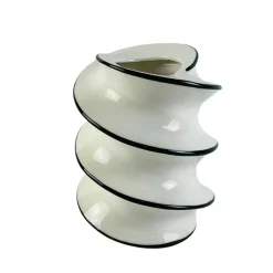 Vases|Vase spirale blanc et noir H18,5 cm