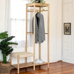 BRUGES Meubles D'Entrée·Vestiaires|Meubles D'Entrée·Vestiaires / Meubles À Chaussures|Vestiaire d'entrée en bambou avec penderie et siège