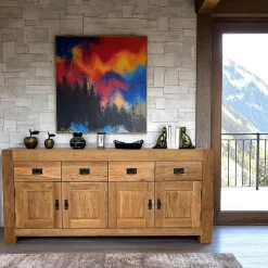 Fjord Vaisseliers Scandinaves|Vaisseliers Scandinaves|Vitrine colonne chêne massif