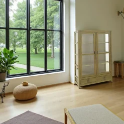 Gala Vaisseliers En Bois|Vaisseliers En Bois|Vitrine Hévéa 2 portes vitrées, 2 tiroirs 120x38x170cm